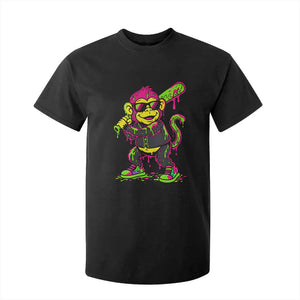 Neon Dripping Monkey Baseball Graphic T Shirt For Kid Ball Party Game Day Vibes TS02 Black Print Your Wear