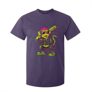Neon Dripping Monkey Baseball Graphic T Shirt For Kid Ball Party Game Day Vibes TS02 Purple Print Your Wear
