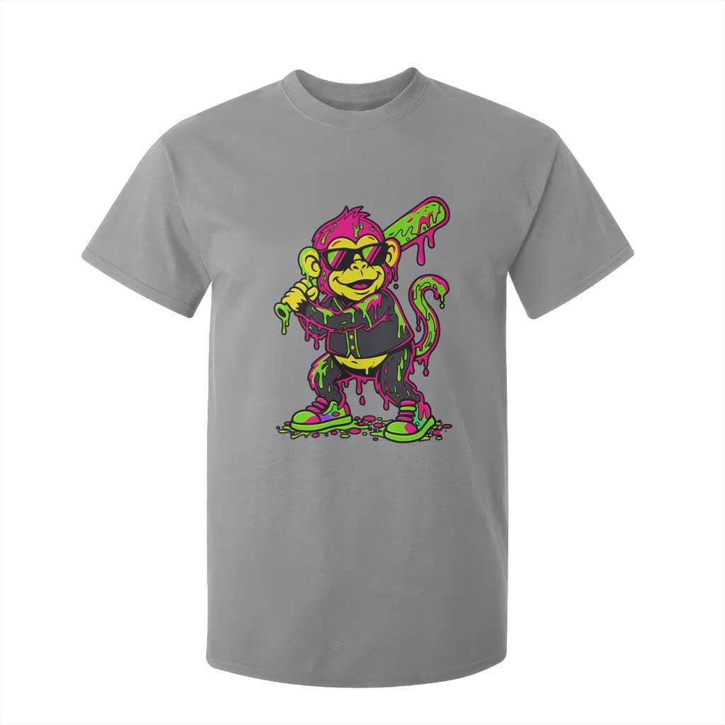 Neon Dripping Monkey Baseball Graphic T Shirt For Kid Ball Party Game Day Vibes TS02 Sport Gray Print Your Wear