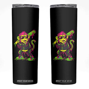 Neon Dripping Monkey Baseball Graphic Skinny Tumbler Ball Party Game Day Vibes TS02 Black Print Your Wear