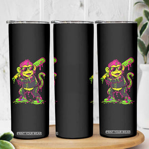 Neon Dripping Monkey Baseball Graphic Skinny Tumbler Ball Party Game Day Vibes TS02 Print Your Wear