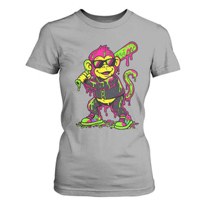 Neon Dripping Monkey Baseball Graphic T Shirt For Women Ball Party Game Day Vibes TS02 Sport Gray Print Your Wear