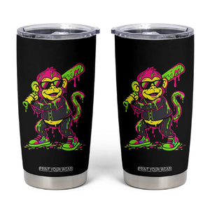 Neon Dripping Monkey Baseball Graphic Tumbler Cup Ball Party Game Day Vibes TS02 Black Print Your Wear