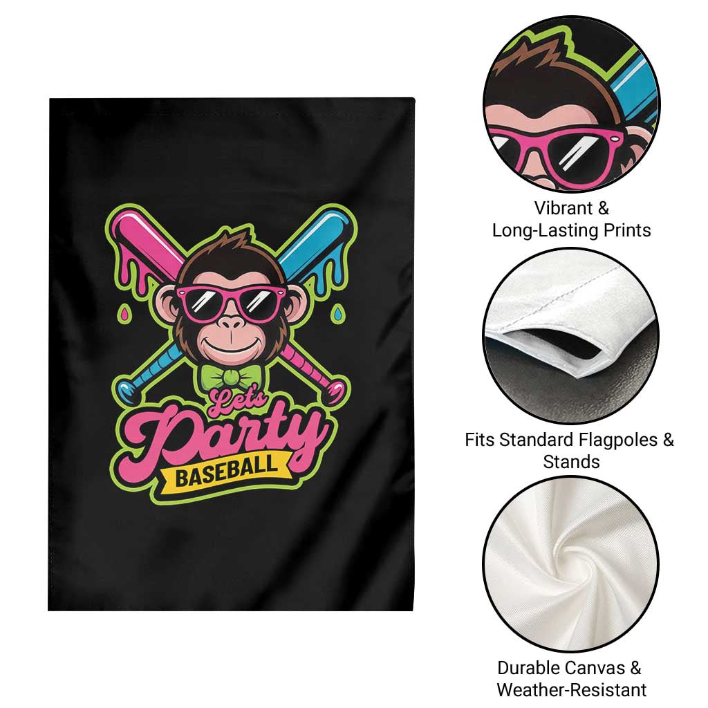 Lets Party Baseball Monkey Game Day Garden Flag Neon Dripping Bats Funny Baseball Fan Party Ball TS02 Print Your Wear