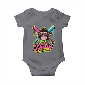 Lets Party Baseball Monkey Game Day Baby Onesie Neon Dripping Bats Funny Baseball Fan Party Ball TS02 Charcoal Print Your Wear