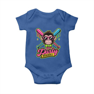 Lets Party Baseball Monkey Game Day Baby Onesie Neon Dripping Bats Funny Baseball Fan Party Ball TS02 Royal Blue Print Your Wear