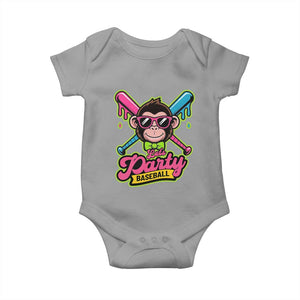 Lets Party Baseball Monkey Game Day Baby Onesie Neon Dripping Bats Funny Baseball Fan Party Ball TS02 Sport Gray Print Your Wear