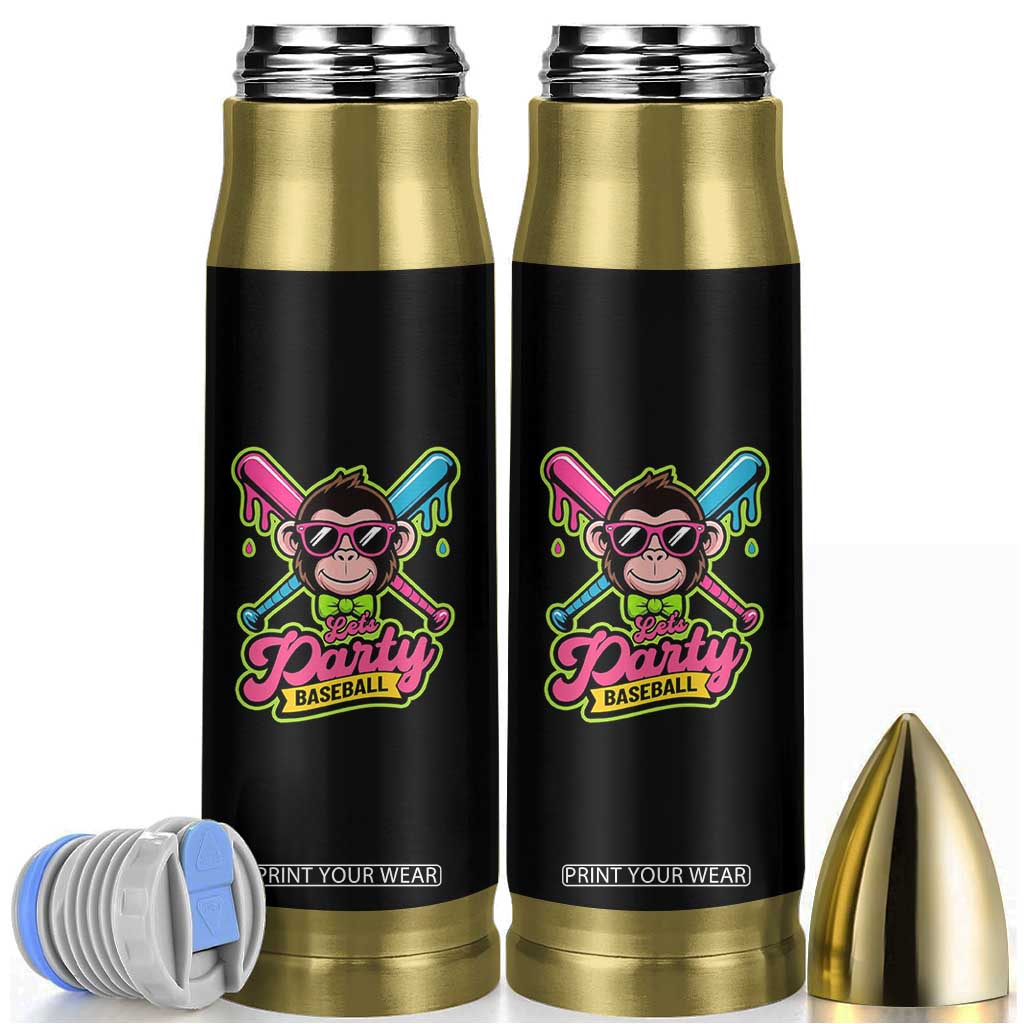 Lets Party Baseball Monkey Game Day Bullet Tumbler Neon Dripping Bats Funny Baseball Fan Party Ball TS02 Black Print Your Wear