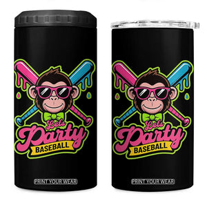 Lets Party Baseball Monkey Game Day 4 in 1 Can Cooler Tumbler Neon Dripping Bats Funny Baseball Fan Party Ball TS02 One Size: 16 oz Black Print Your Wear