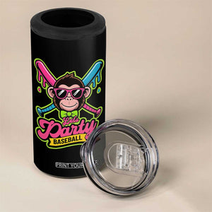 Lets Party Baseball Monkey Game Day 4 in 1 Can Cooler Tumbler Neon Dripping Bats Funny Baseball Fan Party Ball TS02 Print Your Wear