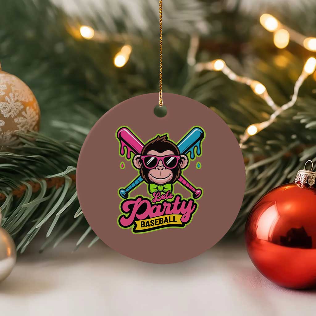 Lets Party Baseball Monkey Game Day Ceramic Ornament Neon Dripping Bats Funny Baseball Fan Party Ball TS02 1pc Mocha Print Your Wear