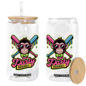Lets Party Baseball Monkey Game Day Glass Can Neon Dripping Bats Funny Baseball Fan Party Ball TS02 Print Your Wear