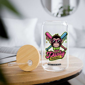 Lets Party Baseball Monkey Game Day Glass Can Neon Dripping Bats Funny Baseball Fan Party Ball TS02 Print Your Wear