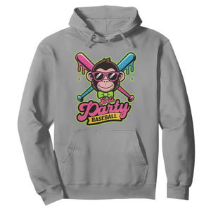 Lets Party Baseball Monkey Game Day Hoodie Neon Dripping Bats Funny Baseball Fan Party Ball TS02 Sport Gray Print Your Wear