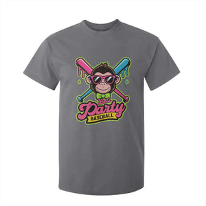 Lets Party Baseball Monkey Game Day T Shirt For Kid Neon Dripping Bats Funny Baseball Fan Party Ball TS02 Charcoal Print Your Wear