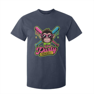 Lets Party Baseball Monkey Game Day T Shirt For Kid Neon Dripping Bats Funny Baseball Fan Party Ball TS02 Navy Print Your Wear
