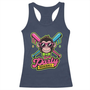 Lets Party Baseball Monkey Game Day Racerback Tank Top Neon Dripping Bats Funny Baseball Fan Party Ball TS02 Navy Print Your Wear