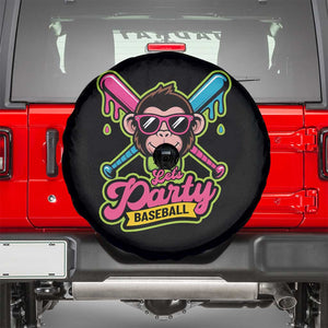 Lets Party Baseball Monkey Game Day Spare Tire Cover Neon Dripping Bats Funny Baseball Fan Party Ball TS02 Black Print Your Wear