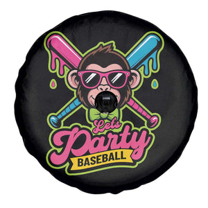 Lets Party Baseball Monkey Game Day Spare Tire Cover Neon Dripping Bats Funny Baseball Fan Party Ball TS02 Print Your Wear
