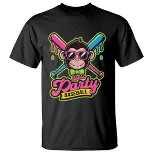 Lets Party Baseball Monkey Game Day T Shirt Neon Dripping Bats Funny Baseball Fan Party Ball TS02 Black Print Your Wear