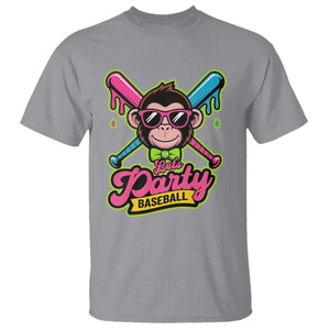 Lets Party Baseball Monkey Game Day T Shirt Neon Dripping Bats Funny Baseball Fan Party Ball TS02 Sport Gray Print Your Wear
