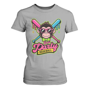Lets Party Baseball Monkey Game Day T Shirt For Women Neon Dripping Bats Funny Baseball Fan Party Ball TS02 Sport Gray Print Your Wear