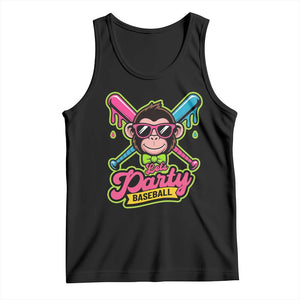 Lets Party Baseball Monkey Game Day Tank Top Neon Dripping Bats Funny Baseball Fan Party Ball TS02 Black Print Your Wear