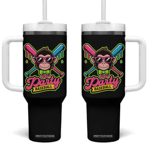 Lets Party Baseball Monkey Game Day Tumbler With Handle Neon Dripping Bats Funny Baseball Fan Party Ball TS02 One Size: 40 oz Black Print Your Wear