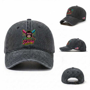 Lets Party Baseball Monkey Game Day Washed Cotton Baseball Cap Neon Dripping Bats Funny Baseball Fan Party Ball TS02 Washed Cap Universal Fit Dark Gray Print Your Wear