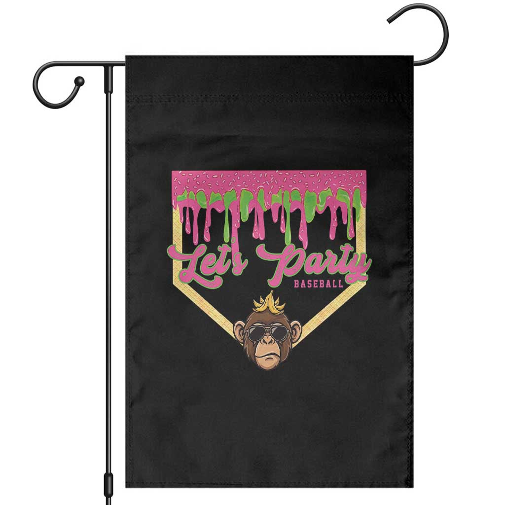 Lets Party Monkey Baseball Game Day Garden Flag Neon Dripping Homeplate Funny Ball Party Fans TS02 Black Print Your Wear