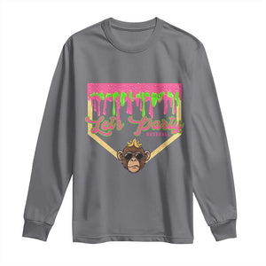 Lets Party Monkey Baseball Game Day Long Sleeve Shirt Neon Dripping Homeplate Funny Ball Party Fans TS02 Charcoal Print Your Wear