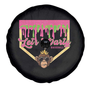 Lets Party Monkey Baseball Game Day Spare Tire Cover Neon Dripping Homeplate Funny Ball Party Fans TS02 Print Your Wear