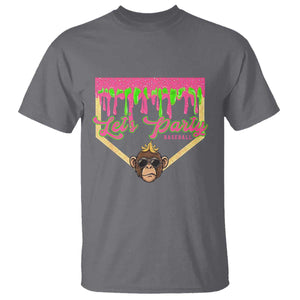 Lets Party Monkey Baseball Game Day T Shirt Neon Dripping Homeplate Funny Ball Party Fans TS02 Charcoal Print Your Wear