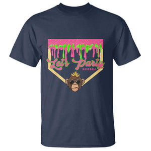 Lets Party Monkey Baseball Game Day T Shirt Neon Dripping Homeplate Funny Ball Party Fans TS02 Navy Print Your Wear
