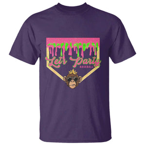 Lets Party Monkey Baseball Game Day T Shirt Neon Dripping Homeplate Funny Ball Party Fans TS02 Purple Print Your Wear