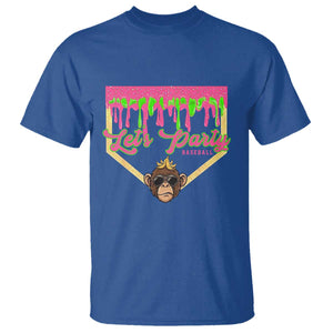 Lets Party Monkey Baseball Game Day T Shirt Neon Dripping Homeplate Funny Ball Party Fans TS02 Royal Blue Print Your Wear