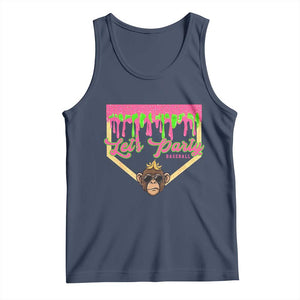Lets Party Monkey Baseball Game Day Tank Top Neon Dripping Homeplate Funny Ball Party Fans TS02 Navy Print Your Wear