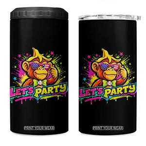 Lets Party Baseball Monkey Colorful Graphic 4 in 1 Can Cooler Tumbler American Flag Game Day Fans Ball Party Vibes TS02 One Size: 16 oz Black Print Your Wear