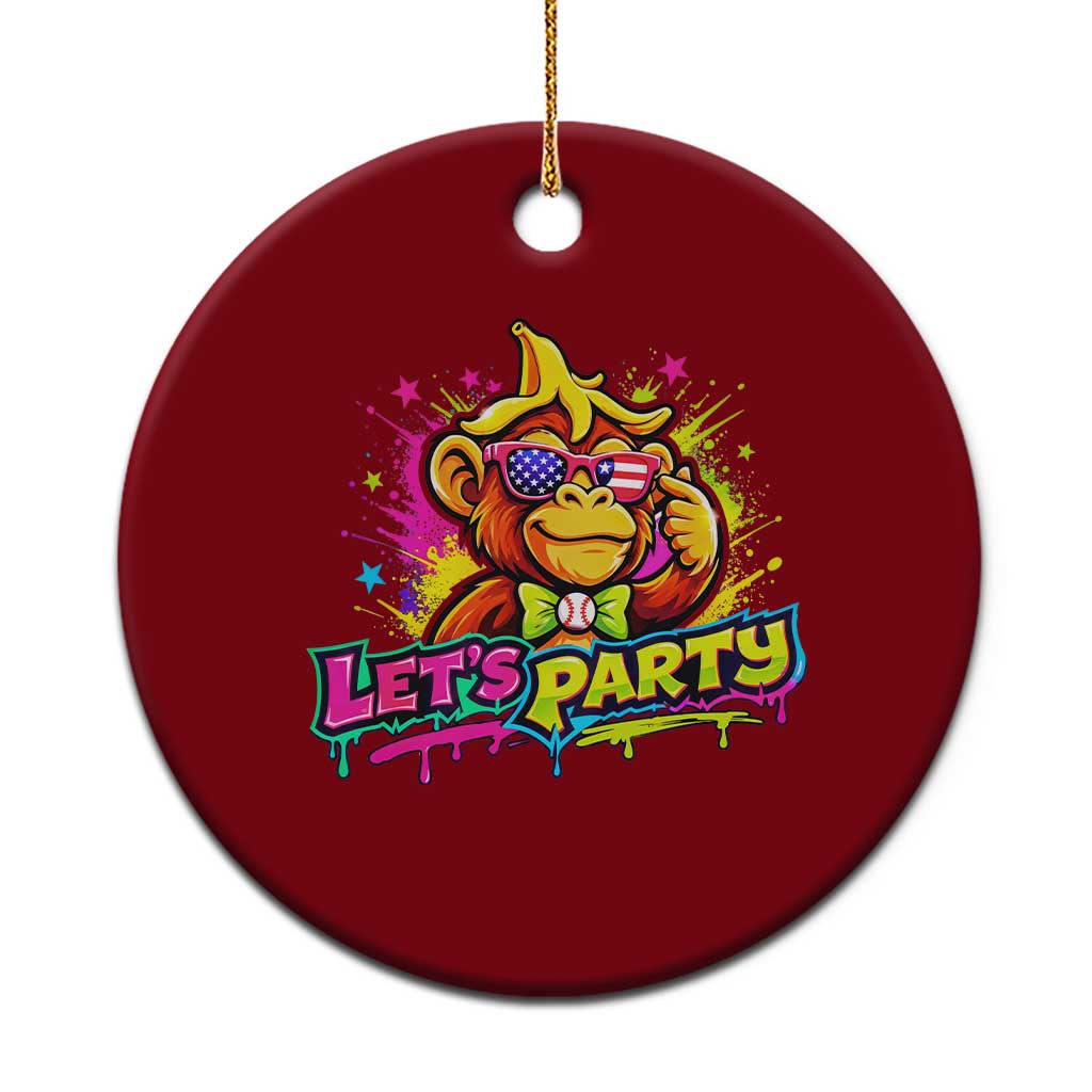 Lets Party Baseball Monkey Colorful Graphic Ceramic Ornament American Flag Game Day Fans Ball Party Vibes TS02 1pc Red Print Your Wear