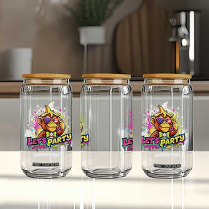 Lets Party Baseball Monkey Colorful Graphic Glass Can American Flag Game Day Fans Ball Party Vibes TS02 Print Your Wear