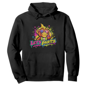 Lets Party Baseball Monkey Colorful Graphic Hoodie American Flag Game Day Fans Ball Party Vibes TS02 Black Print Your Wear
