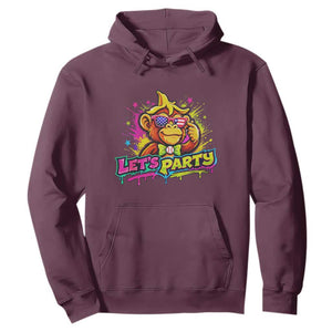 Lets Party Baseball Monkey Colorful Graphic Hoodie American Flag Game Day Fans Ball Party Vibes TS02 Maroon Print Your Wear