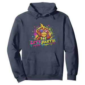 Lets Party Baseball Monkey Colorful Graphic Hoodie American Flag Game Day Fans Ball Party Vibes TS02 Navy Print Your Wear