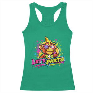 Lets Party Baseball Monkey Colorful Graphic Racerback Tank Top American Flag Game Day Fans Ball Party Vibes TS02 Irish Green Print Your Wear