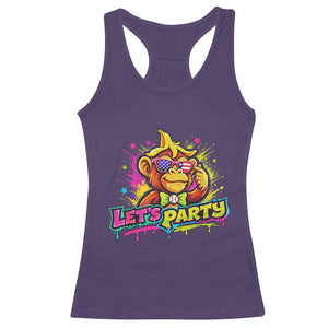 Lets Party Baseball Monkey Colorful Graphic Racerback Tank Top American Flag Game Day Fans Ball Party Vibes TS02 Purple Print Your Wear