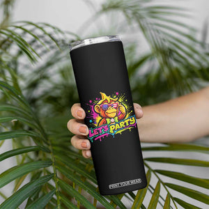 Lets Party Baseball Monkey Colorful Graphic Skinny Tumbler American Flag Game Day Fans Ball Party Vibes TS02 Print Your Wear