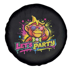 Lets Party Baseball Monkey Colorful Graphic Spare Tire Cover American Flag Game Day Fans Ball Party Vibes TS02 Print Your Wear