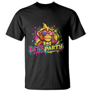Lets Party Baseball Monkey Colorful Graphic T Shirt American Flag Game Day Fans Ball Party Vibes TS02 Black Print Your Wear