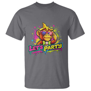 Lets Party Baseball Monkey Colorful Graphic T Shirt American Flag Game Day Fans Ball Party Vibes TS02 Charcoal Print Your Wear