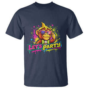 Lets Party Baseball Monkey Colorful Graphic T Shirt American Flag Game Day Fans Ball Party Vibes TS02 Navy Print Your Wear